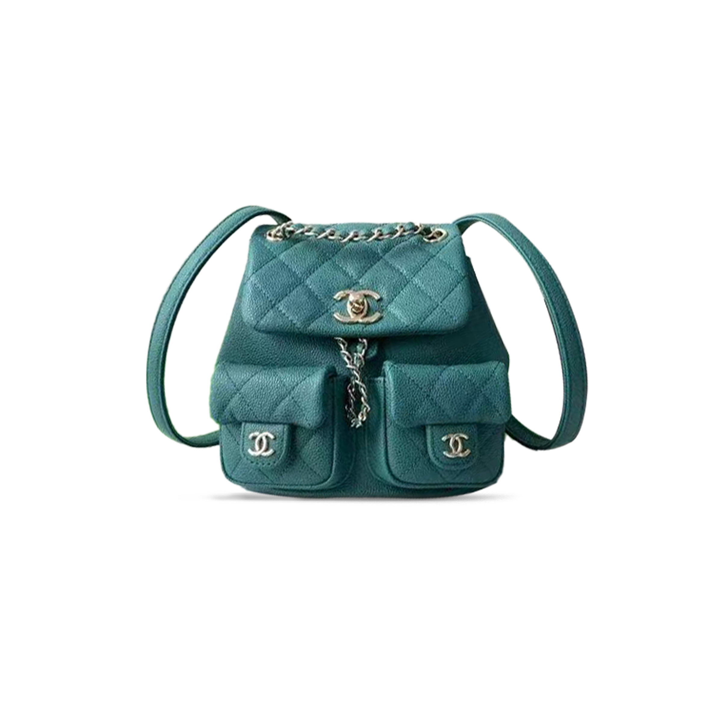 CHANEL SMALL BACKPACK GRAINED CALFSKIN & GOLD-TONE METAL GREEN AS3787 B16984 (17.5*16.5*10cm)